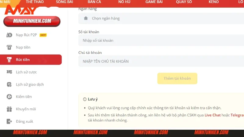 Các cách rút tiền May88